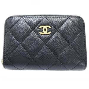 CHANEL Authentic Black Caviar Leather Wallet